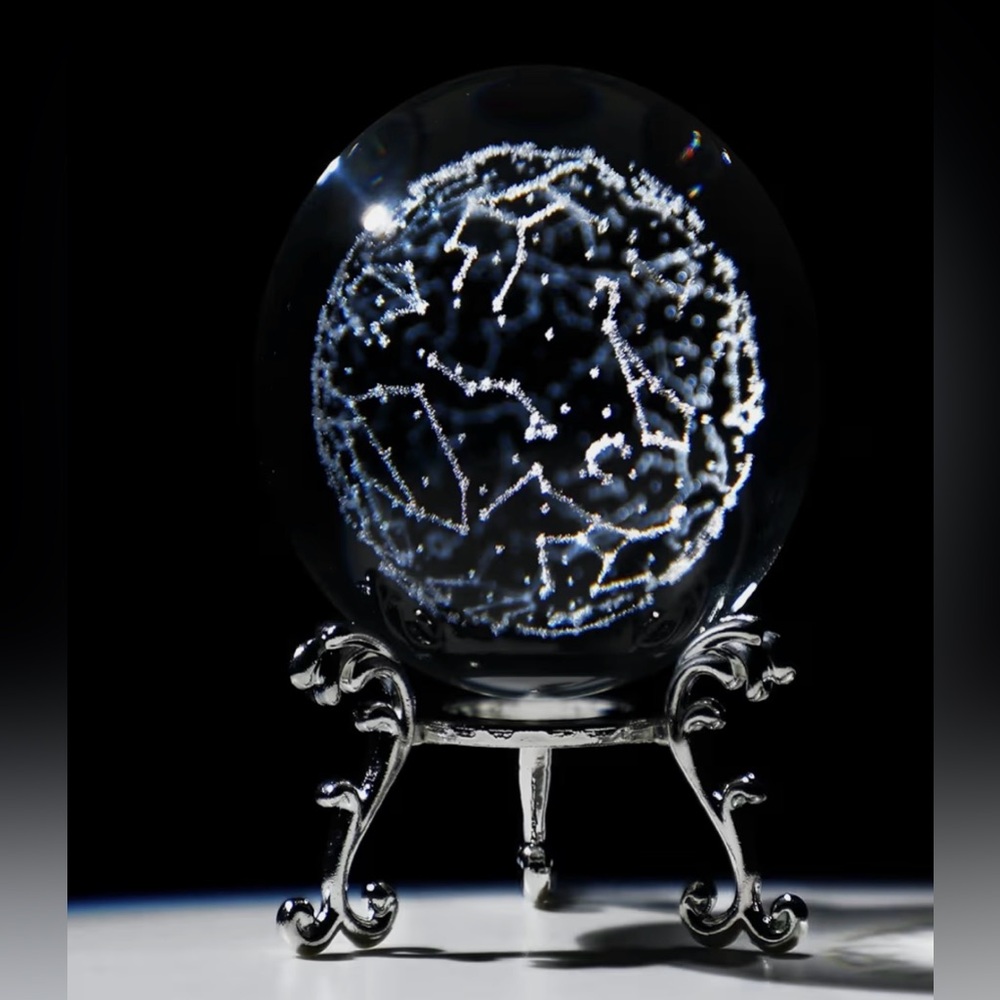 Elegant Silver and Black Crystal Ball Art Piece